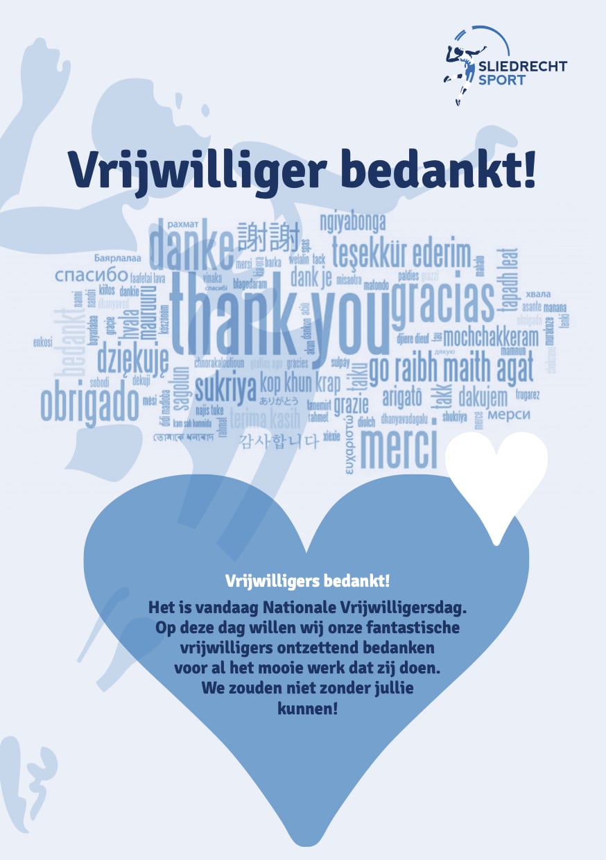 Vrijwilligers van Sliedrecht Sport: dank jullie wel!